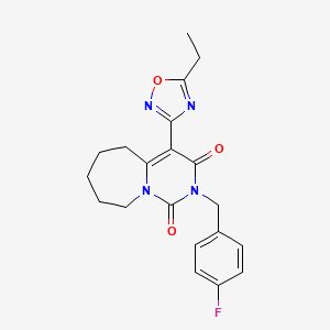 molecular formula C20H21FN4O3 B2406983 4-(5-ethyl-1,2,4-oxadiazol-3-yl)-2-(4-fluorobenzyl)-6,7,8,9-tetrahydropyrimido[1,6-a]azepine-1,3(2H,5H)-dione CAS No. 1775353-05-3