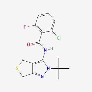 molecular formula C16H17ClFN3OS B2406986 N-(2-(tert-butil)-4,6-dihidro-2H-tieno[3,4-c]pirazol-3-il)-2-cloro-6-fluorobenzamida CAS No. 361167-11-5