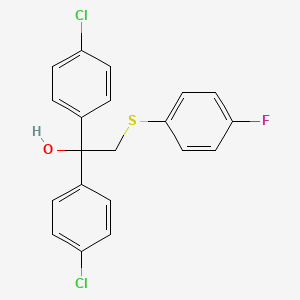 molecular formula C20H15Cl2FOS B2406993 1,1-Bis(4-chlorophenyl)-2-[(4-fluorophenyl)sulfanyl]-1-ethanol CAS No. 303152-19-4
