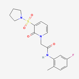 molecular formula C18H20FN3O4S B2406999 N-(5-fluoro-2-methylphenyl)-2-(2-oxo-3-(pyrrolidin-1-ylsulfonyl)pyridin-1(2H)-yl)acetamide CAS No. 1251628-12-2