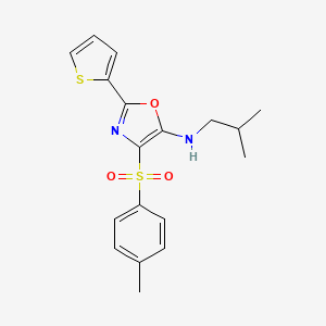 molecular formula C18H20N2O3S2 B2407019 4-(4-methylphenyl)sulfonyl-N-(2-methylpropyl)-2-thiophen-2-yl-1,3-oxazol-5-amine CAS No. 627833-66-3