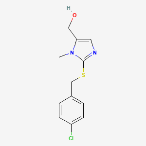 molecular formula C12H13ClN2OS B2407021 {2-[(4-氯苄基)硫基]-1-甲基-1H-咪唑-5-基}甲醇 CAS No. 341965-46-6