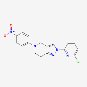 molecular formula C17H14ClN5O2 B2407023 2-(6-氯-2-吡啶基)-5-(4-硝基苯基)-4,5,6,7-四氢-2H-吡唑并[4,3-c]吡啶 CAS No. 338791-51-8