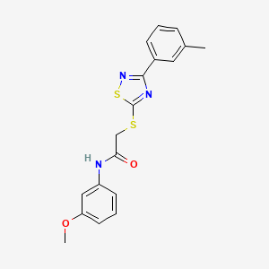 molecular formula C18H17N3O2S2 B2407029 N-(3-methoxyphenyl)-2-((3-(m-tolyl)-1,2,4-thiadiazol-5-yl)thio)acetamide CAS No. 864917-93-1