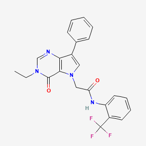 molecular formula C23H19F3N4O2 B2407035 2-(3-ethyl-4-oxo-7-phenyl-3,4-dihydro-5H-pyrrolo[3,2-d]pyrimidin-5-yl)-N-[2-(trifluoromethyl)phenyl]acetamide CAS No. 1251653-66-3