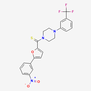 molecular formula C22H18F3N3O3S B2407052 (5-(3-硝基苯基)呋喃-2-基)(4-(3-(三氟甲基)苯基)哌嗪-1-基)甲硫酮 CAS No. 578698-46-1