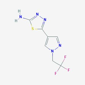 molecular formula C7H6F3N5S B2407057 5-[1-(2,2,2-Trifluoroethyl)pyrazol-4-yl]-1,3,4-thiadiazol-2-amine CAS No. 1946818-26-3