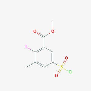 molecular formula C9H8ClIO4S B2407074 Methyl 5-(chlorosulfonyl)-2-iodo-3-methylbenzoate CAS No. 1154155-39-1