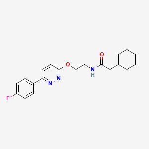 molecular formula C20H24FN3O2 B2407076 2-cyclohexyl-N-(2-((6-(4-fluorophenyl)pyridazin-3-yl)oxy)ethyl)acetamide CAS No. 920407-74-5