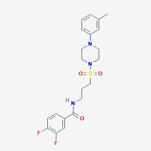 molecular formula C21H25F2N3O3S B2407092 3,4-difluoro-N-(3-((4-(m-tolyl)piperazin-1-yl)sulfonyl)propyl)benzamide CAS No. 1021041-09-7