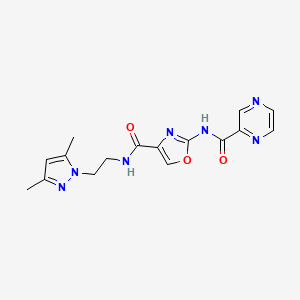 N-(2-(3,5-dimethyl-1H-pyrazol-1-yl)ethyl)-2-(pyrazine-2-carboxamido)oxazole-4-carboxamide