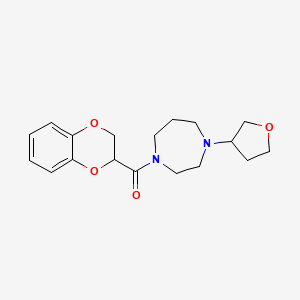 molecular formula C18H24N2O4 B2407101 (2,3-ジヒドロベンゾ[b][1,4]ジオキシン-2-イル)(4-(テトラヒドロフラン-3-イル)-1,4-ジアゼパン-1-イル)メタノン CAS No. 2320178-00-3