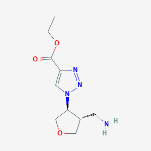 molecular formula C10H16N4O3 B2407114 Ethyl 1-[(3S,4S)-4-(aminomethyl)oxolan-3-yl]triazole-4-carboxylate CAS No. 2287238-77-9