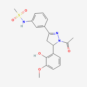 molecular formula C19H21N3O5S B2407120 N-(3-(1-乙酰基-5-(2-羟基-3-甲氧苯基)-4,5-二氢-1H-吡唑-3-基)苯基)甲磺酰胺 CAS No. 927119-62-8