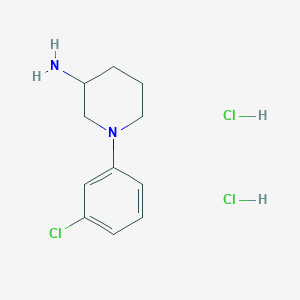molecular formula C11H17Cl3N2 B2407122 1-(3-氯苯基)哌啶-3-胺二盐酸盐 CAS No. 1311318-03-2