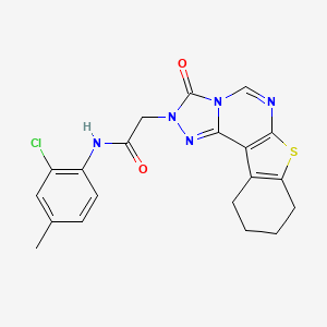 N-(2-chloro-4-methylphenyl)-2-(5-oxo-10-thia-3,4,6,8-tetrazatetracyclo[7.7.0.02,6.011,16]hexadeca-1(9),2,7,11(16)-tetraen-4-yl)acetamide