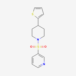 molecular formula C14H16N2O2S2 B2407130 3-((4-(Thiophen-2-yl)piperidin-1-yl)sulfonyl)pyridine CAS No. 1797726-78-3