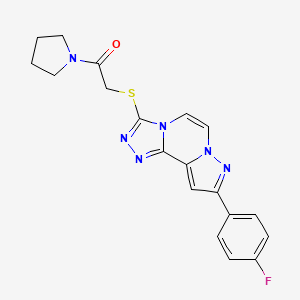 molecular formula C19H17FN6OS B2407131 2-((9-(4-Fluorophenyl)pyrazolo[1,5-a][1,2,4]triazolo[3,4-c]pyrazin-3-yl)thio)-1-(pyrrolidin-1-yl)ethanone CAS No. 1207012-36-9