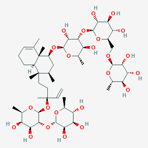 molecular formula C50H84O23 B2407134 (2R,3R,4R,5R,6S)-2-[[(2R,3S,4S,5R,6S)-6-[(2R,3R,4R,5S,6S)-2-[[(1S,3R,4S,4aR,8aR)-4-[(3S)-3-[(2S,3R,4S,5R,6R)-4,5-dihydroxy-6-methyl-3-[(2S,3R,4R,5R,6S)-3,4,5-trihydroxy-6-methyloxan-2-yl]oxyoxan-2-yl]oxy-3-methylpent-4-enyl]-3,4,8,8a-tetramethyl-1,2,3,4a,5,6-hexahydronaphthalen-1-yl]oxy]-3,5-dihydroxy-6-methyloxan-4-yl]oxy-3,4,5-trihydroxyoxan-2-yl]methoxy]-6-methyloxane-3,4,5-triol CAS No. 207853-93-8
