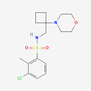 molecular formula C16H23ClN2O3S B2407136 3-Chloro-2-methyl-N-[(1-morpholin-4-ylcyclobutyl)methyl]benzenesulfonamide CAS No. 2380172-88-1