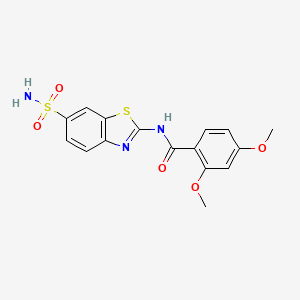 molecular formula C16H15N3O5S2 B2407137 2,4-dimethoxy-N-(6-sulfamoyl-1,3-benzothiazol-2-yl)benzamide CAS No. 313371-56-1