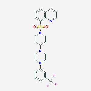 molecular formula C25H27F3N4O2S B2407143 8-[(4-{4-[3-(Trifluorométhyl)phényl]pipérazin-1-yl}pipéridin-1-yl)sulfonyl]quinoléine CAS No. 2097938-40-2