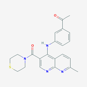 1-(3-((7-Methyl-3-(thiomorpholine-4-carbonyl)-1,8-naphthyridin-4-yl)amino)phenyl)ethanone