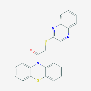 molecular formula C23H17N3OS2 B2407146 10-{[(3-methylquinoxalin-2-yl)thio]acetyl}-10H-phenothiazine CAS No. 864939-67-3