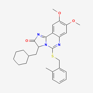 molecular formula C27H31N3O3S B2407151 3-(シクロヘキシルメチル)-8,9-ジメトキシ-5-[(2-メチルベンジル)スルファニル]イミダゾ[1,2-c]キナゾリン-2(3H)-オン CAS No. 1024593-93-8