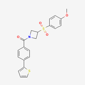 molecular formula C21H19NO4S2 B2407161 （3-((4-甲氧基苯基)磺酰基)氮杂环丁-1-基)(4-(噻吩-2-基)苯基)甲苯酮 CAS No. 1797690-08-4