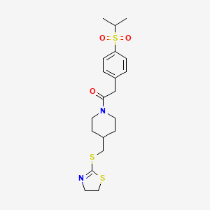1-(4-(((4,5-Dihydrothiazol-2-yl)thio)methyl)piperidin-1-yl)-2-(4-(isopropylsulfonyl)phenyl)ethanone