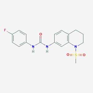 molecular formula C17H18FN3O3S B2407165 1-(4-Fluorophenyl)-3-(1-(methylsulfonyl)-1,2,3,4-tetrahydroquinolin-7-yl)urea CAS No. 1202986-01-3