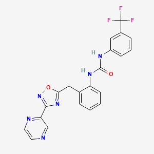 molecular formula C21H15F3N6O2 B2407169 1-(2-((3-(Pyrazin-2-yl)-1,2,4-oxadiazol-5-yl)methyl)phenyl)-3-(3-(trifluoromethyl)phenyl)urea CAS No. 1797304-52-9