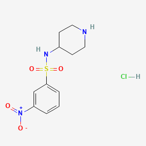 molecular formula C11H16ClN3O4S B2407206 3-Nitro-N-(piperidin-4-yl)benzenesulfonamide hydrochloride CAS No. 1233955-34-4