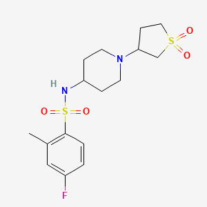 molecular formula C16H23FN2O4S2 B2407224 N-(1-(1,1-二氧化四氢噻吩-3-基)哌啶-4-基)-4-氟-2-甲基苯磺酰胺 CAS No. 2034535-87-8