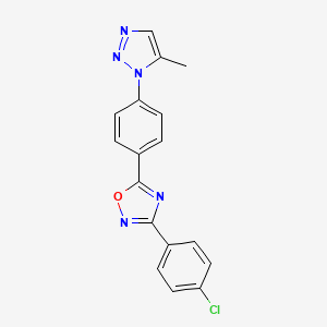 molecular formula C17H12ClN5O B2407225 3-(4-chlorophenyl)-5-(4-(5-methyl-1H-1,2,3-triazol-1-yl)phenyl)-1,2,4-oxadiazole CAS No. 950241-83-5