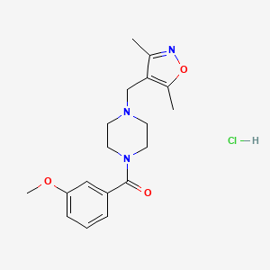 molecular formula C18H24ClN3O3 B2407238 (4-((3,5-Dimethylisoxazol-4-yl)methyl)piperazin-1-yl)(3-methoxyphenyl)methanone hydrochloride CAS No. 1396874-68-2