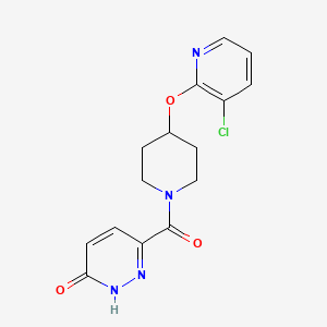 molecular formula C15H15ClN4O3 B2407239 6-(4-((3-chloropyridin-2-yl)oxy)piperidine-1-carbonyl)pyridazin-3(2H)-one CAS No. 1448031-50-2