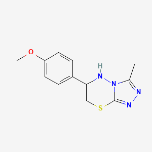 molecular formula C12H14N4OS B2407247 6-(4-methoxyphenyl)-3-methyl-5H,6H,7H-[1,2,4]triazolo[3,4-b][1,3,4]thiadiazine CAS No. 1216277-38-1