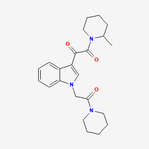 molecular formula C23H29N3O3 B2407252 1-(2-methylpiperidin-1-yl)-2-(1-(2-oxo-2-(piperidin-1-yl)ethyl)-1H-indol-3-yl)ethane-1,2-dione CAS No. 872860-59-8