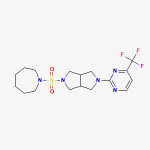 molecular formula C17H24F3N5O2S B2407253 5-(Azepan-1-ylsulfonyl)-2-[4-(trifluoromethyl)pyrimidin-2-yl]-1,3,3a,4,6,6a-hexahydropyrrolo[3,4-c]pyrrole CAS No. 2415531-24-5