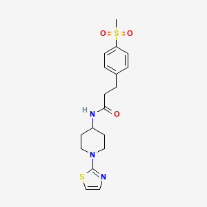 molecular formula C18H23N3O3S2 B2407255 3-(4-(methylsulfonyl)phenyl)-N-(1-(thiazol-2-yl)piperidin-4-yl)propanamide CAS No. 1448129-39-2