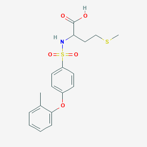 molecular formula C18H21NO5S2 B2407257 ((4-(o-Tolyloxy)phenyl)sulfonyl)methionine CAS No. 1009755-91-2