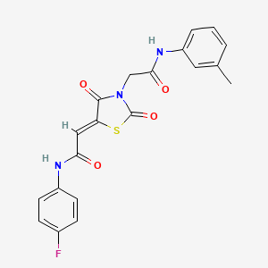 molecular formula C20H16FN3O4S B2407261 2-[(5Z)-5-[2-(4-fluoroanilino)-2-oxoethylidene]-2,4-dioxo-1,3-thiazolidin-3-yl]-N-(3-methylphenyl)acetamide CAS No. 867041-30-3