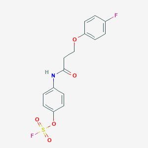molecular formula C15H13F2NO5S B2407267 1-[3-(4-Fluorophenoxy)propanoylamino]-4-fluorosulfonyloxybenzene CAS No. 2411238-16-7