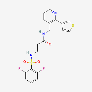 molecular formula C19H17F2N3O3S2 B2407268 3-(2,6-二氟苯磺酰胺)-N-((2-(噻吩-3-基)吡啶-3-基)甲基)丙酰胺 CAS No. 2034594-81-3