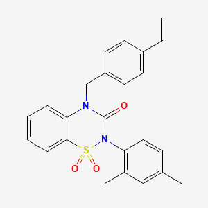 molecular formula C24H22N2O3S B2407269 2-(2,4-dimethylphenyl)-4-(4-vinylbenzyl)-2H-benzo[e][1,2,4]thiadiazin-3(4H)-one 1,1-dioxide CAS No. 892360-81-5