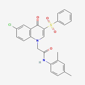 2-[3-(benzenesulfonyl)-6-chloro-4-oxoquinolin-1-yl]-N-(2,4-dimethylphenyl)acetamide