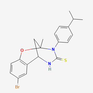 molecular formula C20H21BrN2OS B2407278 8-bromo-3-(4-isopropylphenyl)-2-methyl-5,6-dihydro-2H-2,6-methanobenzo[g][1,3,5]oxadiazocine-4(3H)-thione CAS No. 1019149-78-0