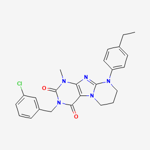 molecular formula C24H24ClN5O2 B2407279 3-(3-クロロベンジル)-9-(4-エチルフェニル)-1-メチル-6,7,8,9-テトラヒドロピリミド[2,1-f]プリン-2,4(1H,3H)-ジオン CAS No. 848730-05-2